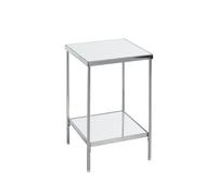 HAKU mesita Auxiliar Cromo Metal Patas Regulables Espejo 5 mm Mesa de sofá Mesa de Centro Cuadrada - Dim.: An 28 x Al 46 x P 28 cm Estilo: Art Déco