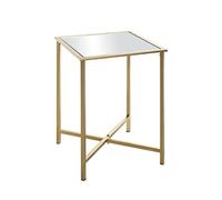 HAKU mesita Auxiliar Cuadrada Oro Metal Espejo 5 mm Mesa de Centro Cuadrada Mesa de sofá - Dim.: An 39 x Al 53 x P 39 cm Estilo: Art Déco