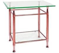 HAKU Mesita Auxiliar de Metal Color Cobre, Mesa de salón con Cristal de Seguridad de 10 mm. Dimensiones: An 58 x Al 52 x Pr 43 cm. Estilo: contemporáneo