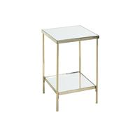 HAKU mesita Auxiliar latón Metal Patas Regulables Espejo 5 mm Mesa de sofá Cuadrada Mesa de Centro - Dim.: An 28 x Al 46 x P 28 cm Estilo: Art Déco
