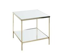 HAKU mesita Auxiliar latón Metal Patas Regulables Espejo 5 mm Mesa de sofá Mesa de Centro Cuadrada - Dim.: An 45 x Al 46 x P 45 cm Estilo: Art Déco