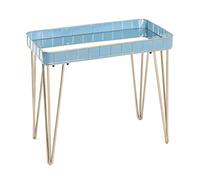 HAKU mesita Auxiliar Rectangular Azul Oro Metal Espejo Mesa de Centro Rectangular Mesa de sofá - Dim.: An 60 x Al 54 x P 31 cm Estilo: Art Déco