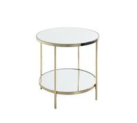 HAKU mesita Auxiliar Redonda latón Metal Patas Regulables Espejo 5 mm Mesa de sofá Redonda Mesa de Centro - Dim.: Al 46 x Ø 45 cm Estilo: Art Déco