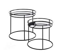 HAKU mesitas auxiliares Redondas Juego de 2 Negro Metal Espejo Mesa de Centro Redonda Combo mesas de sofá - Dim.: Al 40/48 x Ø 44/52 cm Estilo: Moderno