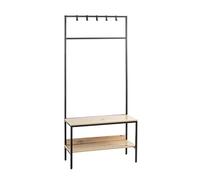 HAKU Möbel Armario de pie roble claro, negro, MDF, Metal - Dim.: An 80 x Al 180 x P 35 cm, Estilo: Moderno