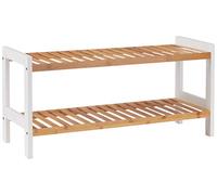 HAKU Möbel Banco para zapatos natural, blanco, Bambú, MDF - Dim.: AN 70 cm x AL 34 cm x P 26 cm, Estilo: Escandinavo
