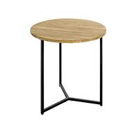 HAKU Möbel Beistelltisch, eiche, schwarz, Massivholz, Metall - Maße: Ø 50 x H 52 cm, Style: Modern