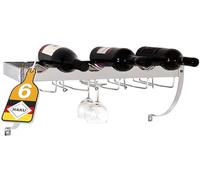 HAKU Möbel Botellero cromo, metal, metal - Dim.: AN 58 cm x AL 22 cm x P 18 cm, Estilo: Moderno