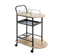 HAKU Möbel Carro de cocina roble claro, negro, MDF, Metal - Dim.: An 65 x Al 83 x P 35 cm, Estilo: Moderno