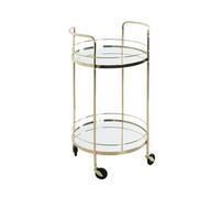 HAKU Möbel Carros de cocina, Carros de servicio, Carritos latonado, Metal, Espejo 5 mm - Dim.: AL 80 x Ø 48 cm, Estilo: Art Déco