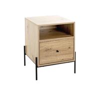 HAKU Möbel Consola, Mesita de noche roble claro, negro, MDF, Metal - Dim.: An 45 x Al 60 x P 47 cm, Estilo: Moderno
