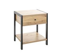 HAKU Möbel Consola roble claro, negro, MDF, Metal - Dim.: An 48 x Al 60 x P 43 cm, Estilo: Moderno