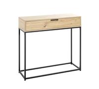 HAKU Möbel Consola roble claro, negro, Metal, Aglomerado - Dim.: An 80 x Al 77 x P 28 cm, Estilo: Moderno