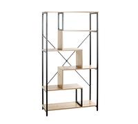 HAKU Möbel Estante roble claro, negro, MDF, Metal - Dim.: An 84 x Al 163 x P 35 cm, Estilo: Moderno