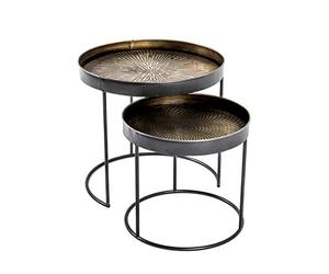 HAKU Möbel Juego de 2 mesas auxiliares cobre, negro, metal, metal - Dim.: AL 38/48 cm x diámetro 41/51 cm, Estilo: Colectivo Urbano