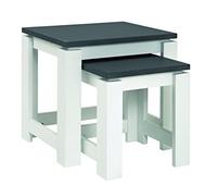 HAKU Möbel Juego de 2 mesas auxiliares, MDF, blanco con aspecto de granito, 33 x 30 x 35 cm (ancho x profundidad x alto), 46 x 35 x 43 cm