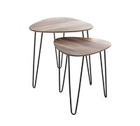 HAKU Möbel Juego de 2 mesas auxiliares roble, negro, MDF, metal - Dim.: AN 40/48 cm x AL 43/48 cm x P 40/48 cm, Estilo: Moderno