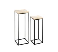 HAKU Möbel Juego de 2 pilares de flores roble, negro, MDF, metal - Dim.: AN 19/23 cm x AL 54/67 cm x P 19/23 cm, Estilo: Moderno
