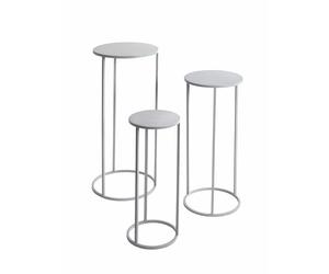 HAKU Möbel Juego de 3 pilares de Flores coolgrey, Metal - Dim.: Al 50/60/70 x Ø 20/25/30 cm, Estilo: Moderno