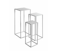 HAKU Möbel Pedestal para Plantas, Set de 3, Gris, Metal. Dimensiones: A 18/23/28 x A 50/60/70 x P 18/23/28 cm, Estilo: Moderno