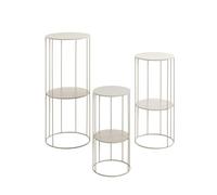 Haku Möbel Juego de 3 pilares de Flores Gris Cachemira, Metal - Dim.: Al 45/57/70 x Ø 21/25/28 cm, Estilo: Moderno