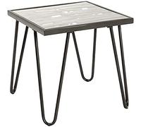HAKU Möbel Mesa auxiliar antracita, natural, madera maciza, metal, cristal de seguridad. Dimensiones: 50 x 50 x 50 cm. Estilo: Art Deco