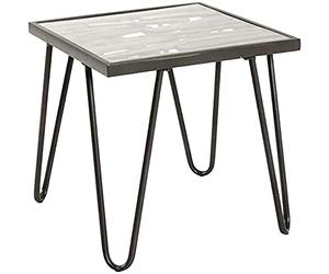 HAKU Möbel Mesa auxiliar antracita, natural, madera maciza, metal, cristal de seguridad. Dimensiones: 50 x 50 x 50 cm. Estilo: Art Deco