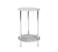 HAKU Möbel Mesa Auxiliar Aspecto hormigón, Cromo, MDF, Metal - Dim.: AL 50 cm x diámetro 30 cm, Estilo: Moderno