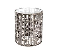 HAKU Möbel Mesa auxiliar bronce, Metal, cristal de seguridad 8 mm - Dim.: AL 45 cm x diámetro 38 cm, Estilo: Art Déco