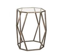 HAKU Möbel Mesa auxiliar bronce, Metal, cristal de seguridad 8 mm - Dim.: AN 37 cm x AL 50 cm x P 37 cm, Estilo: Art Déco