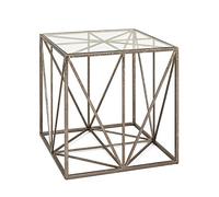 HAKU Möbel Mesa auxiliar bronce, Metal, cristal de seguridad 8 mm - Dim.: AN 50 cm x AL 50 cm x P 50 cm, Estilo: Art Déco