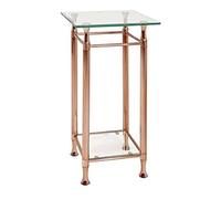 HAKU Möbel Mesa auxiliar cobre, Metal, cristal de seguridad - Dim.: AN 35 cm x AL 72 cm x P 35 cm, Estilo: Contemporáneo