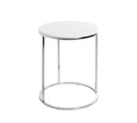 HAKU Möbel Mesa auxiliar cromo, blanco, MDF, metal - Dim.: AL 50 cm x diámetro 40 cm, Estilo: Moderno