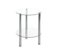 HAKU Möbel Mesa auxiliar cromo, Metal, cristal de seguridad - Dim.: AL 47 cm x diámetro 35 cm, Estilo: Moderno