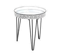 HAKU Möbel Mesa auxiliar negro, blanco, Metal, espejo - Dim.: AL 53 cm x diámetro 45 cm, Estilo: Art Déco
