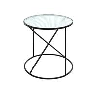 HAKU Möbel Mesa auxiliar negro, Metal, cristal de seguridad - Dim.: AL 50 cm x diámetro 50 cm, Estilo: Moderno