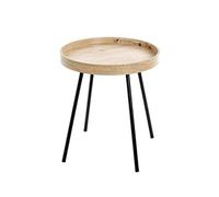 HAKU Möbel Mesa auxiliar roble, negro, MDF, metal - Dim.: AL 45 cm x diámetro 40 cm, Estilo: Moderno