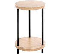 HAKU Möbel Mesa auxiliar roble, negro, MDF, metal - Dim.: AL 50 cm x diámetro 30 cm, Estilo: Moderno