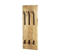 HAKU Möbel Perchero de pared acacia, negro, Madera maciza, metal - Dim.: AN 36 cm x AL 100 cm x P 12 cm, Estilo: Colectivo Urbano