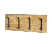 HAKU Möbel Perchero de pared acacia, negro, Madera maciza, metal - Dim.: AN 90 cm x AL 36 cm x P 12 cm, Estilo: Colectivo Urbano
