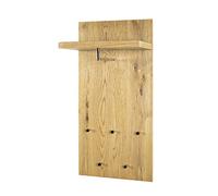 HAKU Möbel Perchero de pared cromo, roble, MDF, metal, panel alveolar Chapa de madera auténtica - Dim.: AN 49 cm x AL 100 cm x P 31 cm, Estilo: Moderno