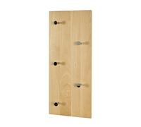 HAKU Möbel Perchero de pared haya, cromo, Madera maciza - Dim.: AN 60 cm x AL 25 cm x P 6 cm, Estilo: Moderno