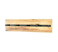 HAKU Möbel Perchero de pared roble aceitado, negro, Madera maciza, metal - Dim.: AN 60 cm x AL 15 cm x P 6 cm, Estilo: Moderno