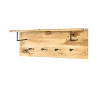 HAKU Möbel Perchero de pared roble aceitado, negro, Madera maciza, metal - Dim.: AN 80 cm x AL 30 cm x P 20 cm, Estilo: Moderno
