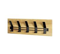 HAKU Möbel Perchero de pared roble, negro, Madera maciza, metal - Dim.: AN 60 cm x AL 20 cm x P 10 cm, Estilo: Moderno
