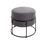HAKU Möbel Taburete antracita, negro, MDF, Metal, Tejido textil - Dim.: AL 44 x Ø 48 cm, Estilo: Art Déco