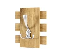 HAKU Perchero aspecto acero inoxidable, roble, Chapa de madera auténtica, MDF, metal - Dim.: AN 16 cm x AL 20 cm x P 11 cm, Estilo: Industrial