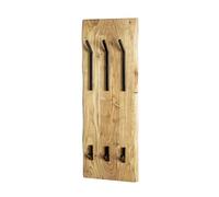 HAKU Perchero de pared acacia, negro, Madera maciza, metal - Dim.: AN 36 cm x AL 100 cm x P 12 cm, Estilo: Colectivo Urbano