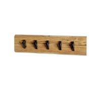 HAKU Perchero de pared acacia, negro, Madera maciza, metal - Dim.: AN 60 cm x AL 15 cm x P 9 cm, Estilo: Colectivo Urbano
