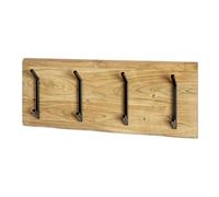 HAKU Perchero de pared acacia, negro, Madera maciza, metal - Dim.: AN 90 cm x AL 36 cm x P 12 cm, Estilo: Colectivo Urbano